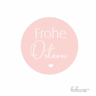 Aufkleber Frohe Ostern pastellorange Erdbeerpunkt Online Shop Schweiz