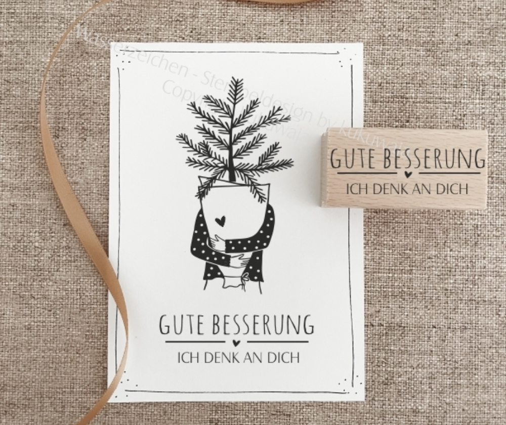 Textstempel, GUTE BESSERUNG ♥ ICH DENK AN DICH | Erdbeerpunkt Online
