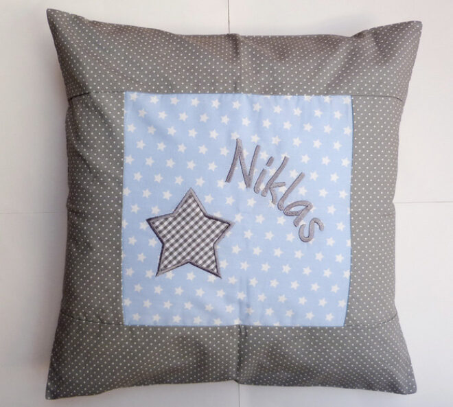0001716 kuschelkissen kleiner stern grau hellblau Erdbeerpunkt Online Shop Schweiz