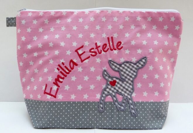 0001749 necessaire reh grau rosa sternenstoff Erdbeerpunkt Online Shop Schweiz