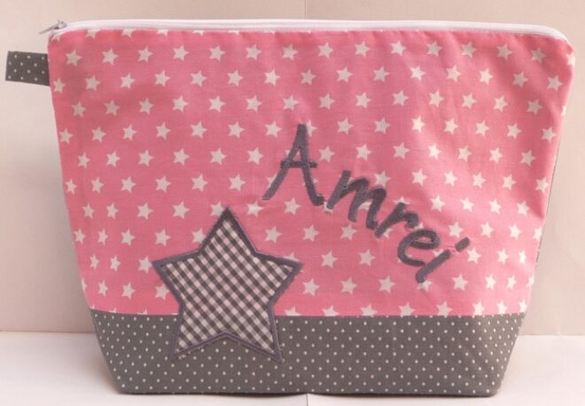 0001750 necessaire stern grau rosa sternenstoff Erdbeerpunkt Online Shop Schweiz