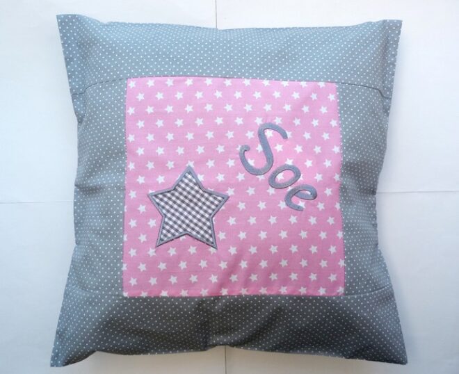 0003441 kuschelkissen kleiner stern grau rosa Erdbeerpunkt Online Shop Schweiz