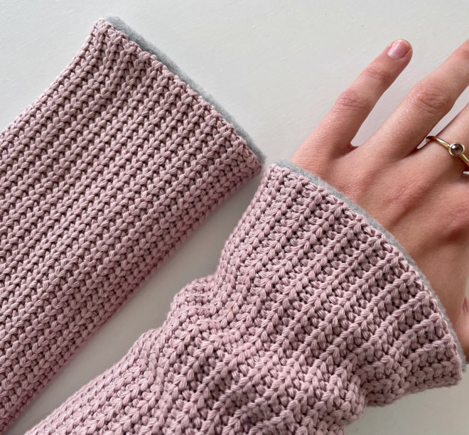 Armstulpen Stulpen Pulswärmer Müffchen Strick Rosa Grau Fleece Winter gefüttert 2 Erdbeerpunkt Online Shop Schweiz