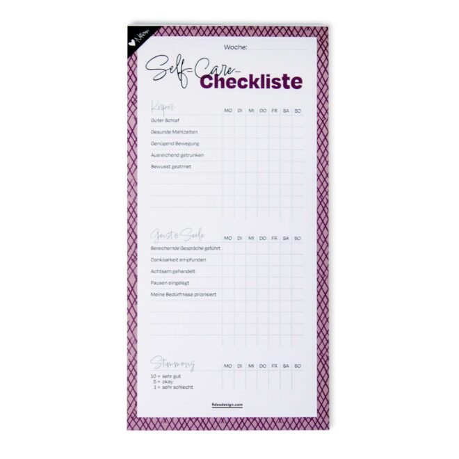 FD24 Herznotizen Selfcare Checkliste 1 Erdbeerpunkt Online Shop Schweiz
