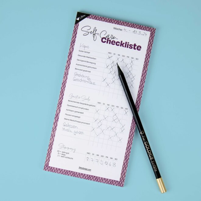 FD24 Herznotizen Selfcare Checkliste 3 Erdbeerpunkt Online Shop Schweiz
