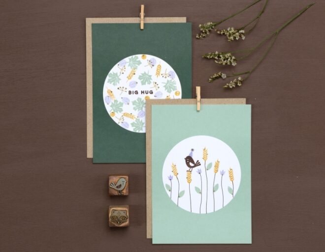 Big hug ahornblatt aehre bluetendolde knospenzweig vogel mit backen ellipse perlenfischer stempel Erdbeerpunkt Online Shop Schweiz