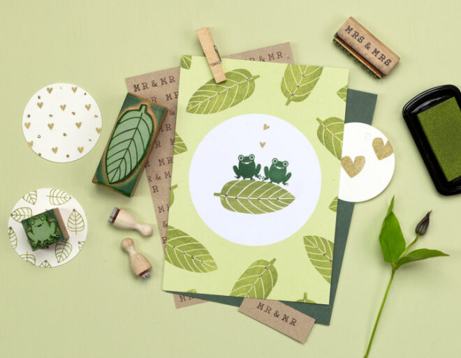 Frosch sitzend magnolienblatt mr andmr sweetheart hochzeit 08 Erdbeerpunkt Online Shop Schweiz