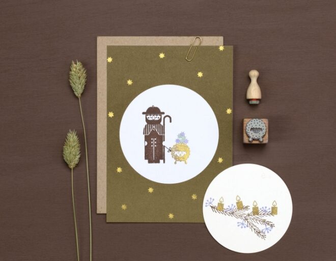 Hirte schaf stern kerze fuenf knospen tannenzweig weihnachten perlenfischer stempel 3 Erdbeerpunkt Online Shop Schweiz