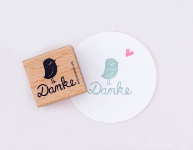 Perlenfischer a035 vogel mit danke stempel 01 Erdbeerpunkt Online Shop Schweiz