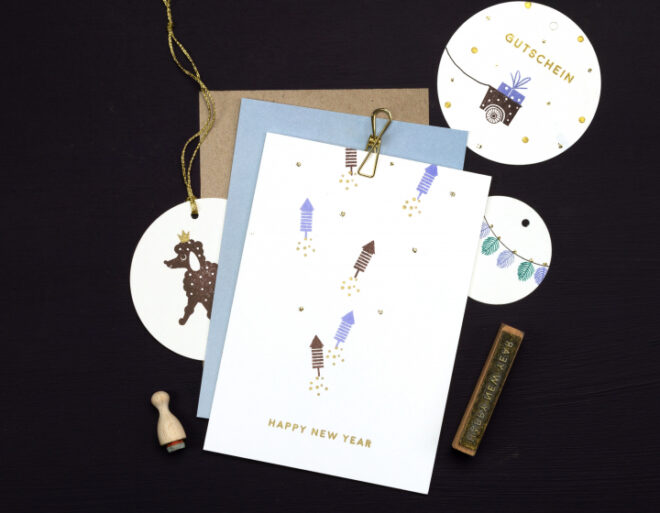 Rakete happy new year pudel anhaenger gutschein perlenfischer stempel 1 Erdbeerpunkt Online Shop Schweiz