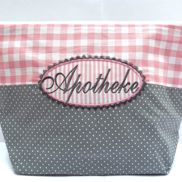 0000761 necessaire mit button rosa grau Erdbeerpunkt Online Shop Schweiz