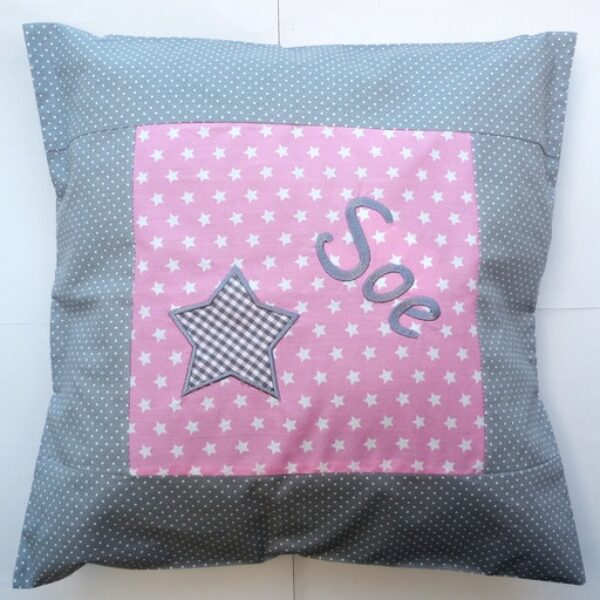 0003441 kuschelkissen kleiner stern grau rosa Erdbeerpunkt Online Shop Schweiz