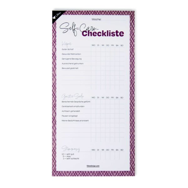 FD24 Herznotizen Selfcare Checkliste 1 Erdbeerpunkt Online Shop Schweiz