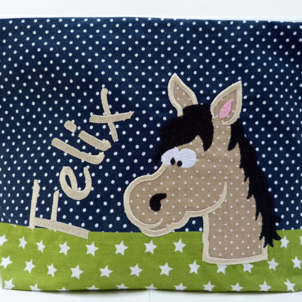 KT Pferd beige blau grün Erdbeerpunkt Online Shop Schweiz