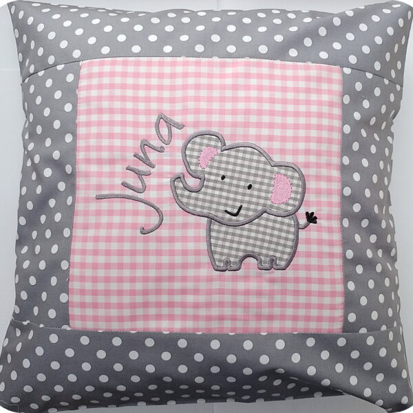 Kissen Elefaentchen rosa grau Erdbeerpunkt Online Shop Schweiz